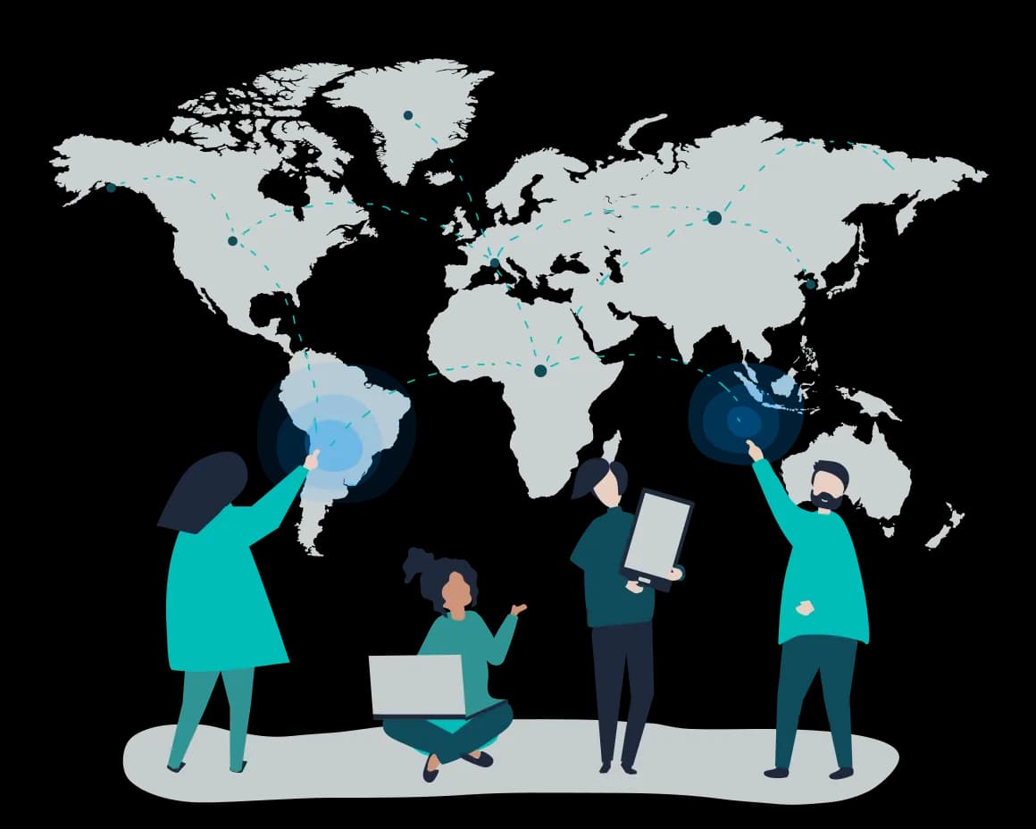 Teachers exploring CELTA, DELTA, and ELT courses on a world map